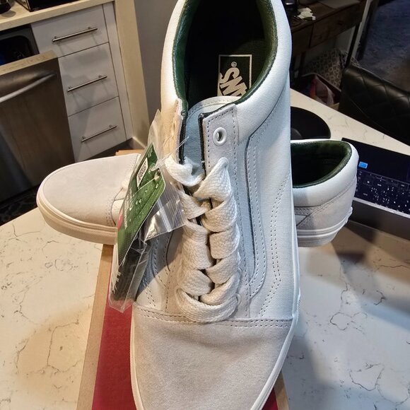 Vans OLD SKOOL OVERSIZED LACE VN0007NTWGR White Green Skateboarding MENS 10 NEW - Picture 5 of 12